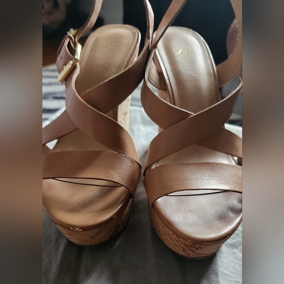 EUC Franco Sarto platform sandals light camel 7.5M - Picture 3 of 8